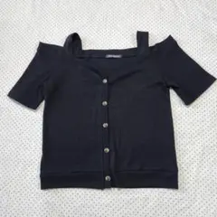SPRAY PREMIUM Tシャツ オフショルダー ネイビー M