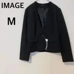 イマージュ ノーカラージャケット 【M】スーツ 仕事 ダークグレー