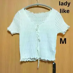 Ladie like✨新品タグ付き ホワイトニット半袖 新品タグ付きM
