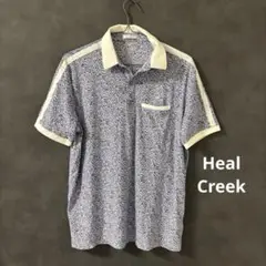 Heal Creek Lサイズ相当 花柄ポロシャツ　ナイロン素材