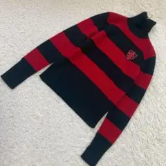 《良品》Ralph Lauren タートルボーダー柄ニット ブラック レッド L