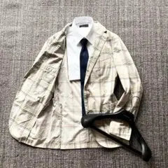 <美品>BOGLIOLI COAT ホワイトチェック コットン ジャケット 44