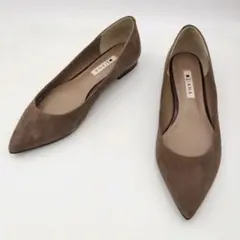 【美品】DIANA フラットシューズ 24cm 茶 スエード ポインテッドトゥ