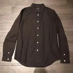 美品　山内　カシミヤタッチスーピマコットンシャツ 長袖シャツ　ブラック