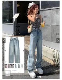 GRL ルーズストレートデニムパンツ[cu534]
