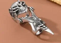 ユニセックス　ジョイントリング　ドクロ　パンク