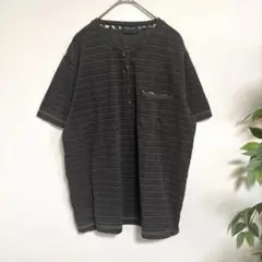【PRACTICAL】ハーフボタン半袖シャツ　Tシャツ　綿混　和テイスト　L春夏