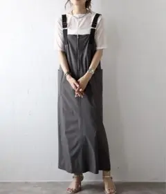 ボンジュールサガン　撥水ストレッチジャンスカ　チャコールグレー