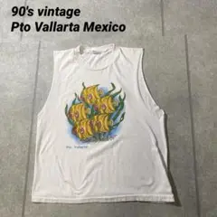 90sヴィンテージ メキシコ　プエルトパジャルタ　リゾート　ノースリーブ　xl