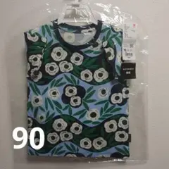 未使用■UNIQLO marimekko 花柄 グラフィックTシャツ半袖90cm
