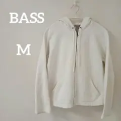 パーカー BASS フード付き ホワイト M 白 海外 １点物 シンプル 定番
