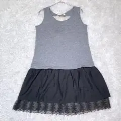 Plant Blend【S】ノースリーブワンピース　グレー　ブラック　レース