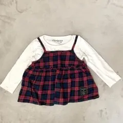 しまむら バースデイ チェック柄重ね着風トップス 95