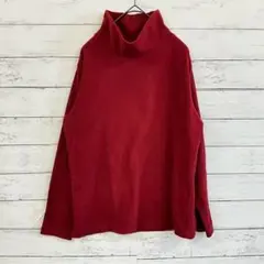 古着✨【M】トップス カットソー 長袖 タートルネック フリース レッド