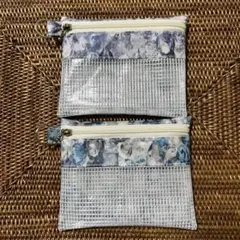 ハンドメイド　リバティラミネートクリアポーチ2個　アレクサンドラ