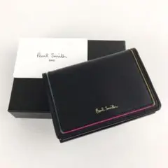 新品 Paul Smith ポールスミス マルチカラー ブラックレザー折り財布