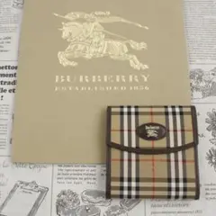 良品☘️Burberry 三つ折り財布 ノバチェック ホースロゴ ミニウォレット