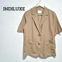 INDILUXE メンズ 半袖テーラードジャケット ベージュ 夏 きれいめ F