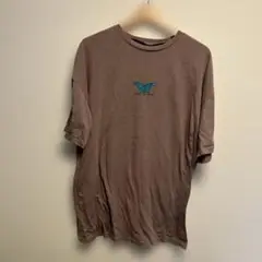 ブラウン 蝶のプリント Tシャツ　半袖　古着　SHEIN