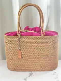 超美品⭐︎ROSILY アタ かごバッグ 楕円バッグMサイズ 巾着付き プレーン
