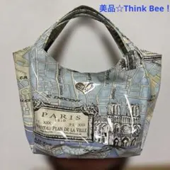 【美品】Think Bee！シンクビー エナメル トートバッグ PARI 街柄