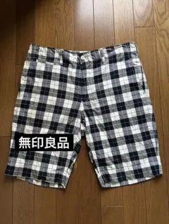 【無印良品 】ハーフパンツ チェック M ショートパンツ 綿100% MUJI