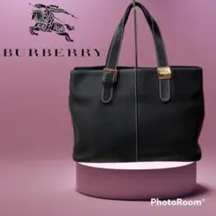 バーバリーズ BURBERRYS ハンドバッグ 黒レザー 裏地ノバチェック
