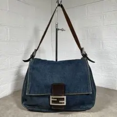 FENDI フェンディ ハンド バック デニム マンマバケット レザー ロゴ