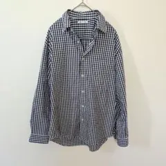 未使用品 GU ギンガムチェック柄シャツ メンズSサイズ ネイビー