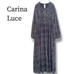 美品 カリーナルーチェ ロングワンピース ブラック M 総柄 長袖 フレア