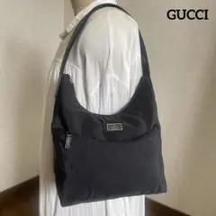 ◇ GUCCI グッチ ショルダーバッグ ナイロン×レザー ブラック ◇