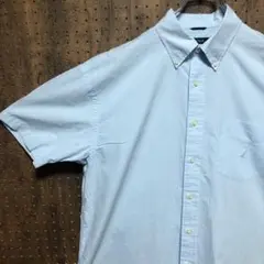 NAUTICA　ノーティカ　半袖　シャツ　青　チェック　XL　SMA436