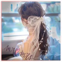 ヘッドドレス ヘアアクセサリー チュールリボン 結婚式 ウエディング