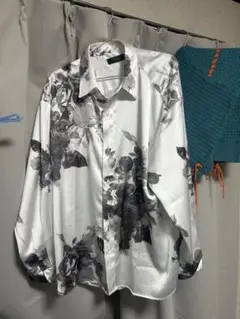 CLEL クレイル ルーズドレープ花柄シャツ ホワイト L