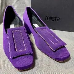 【未使用新品!miistaミスタ/送料込/即購入可】パープルローヒールパンプス