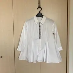 美品 chesty チェスティ ビジュー ペプラム シャツ 0 Sサイズ