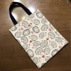 ぺたんこトートバッグ ハリネズミ 生成り