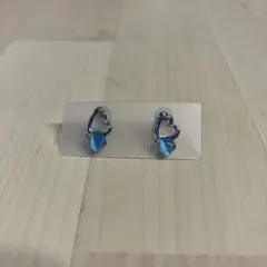 未使用品　ハート型青滴スタッドピアス