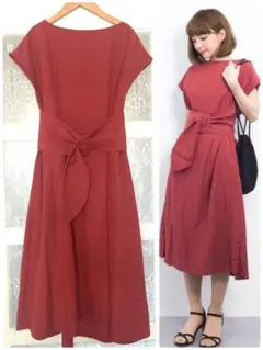 ★未使用・新品★ ナノユニバース 麻 綿 ワンピース ベルト付き FREE