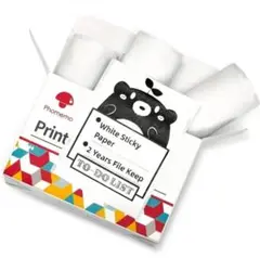 Phomemo ホワイト粘着感熱紙 50mm X 3.5m直径 30mm3ロール