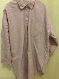 ピンク　ストライプ　長袖シャツ