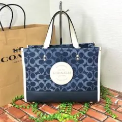 《新品》COACH トート ハンドバッグ ショルダーバッグ 丸ロゴ デニム