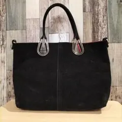 美品 ブラック ピンク トートバッグ 小物入れ付き