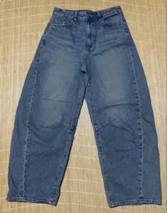 GU バレルレッグジーンズ　M　丈短め68.0cm　67BLUE