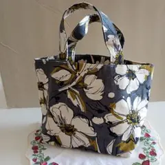 花柄トートバッグ グレー