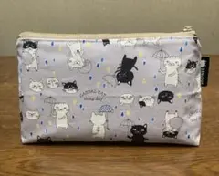 猫イラスト　まっすぐポーチ　ハンドメイド