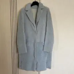 【値下げ】Yves Salomonフランス製ムートンコート36ペールブルーレア
