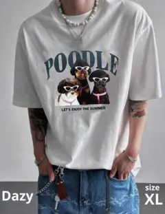 完売品！　犬プリントTシャツ　プードル　ユニセックス　グレー　大きいサイズ　XL