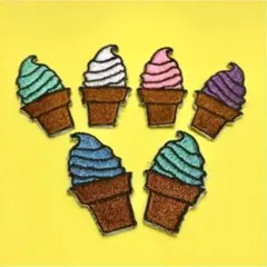 アイスクリーム アイロンワッペン刺繍6枚セット6枚以下O.K！