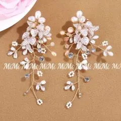 A♡イヤリング/ピアスウェディングアクセサリーパールブライダルお花ゴールド結婚式
